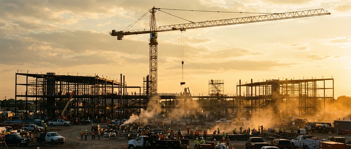 Active commercial construction project showing scale of work requiring upfront capital